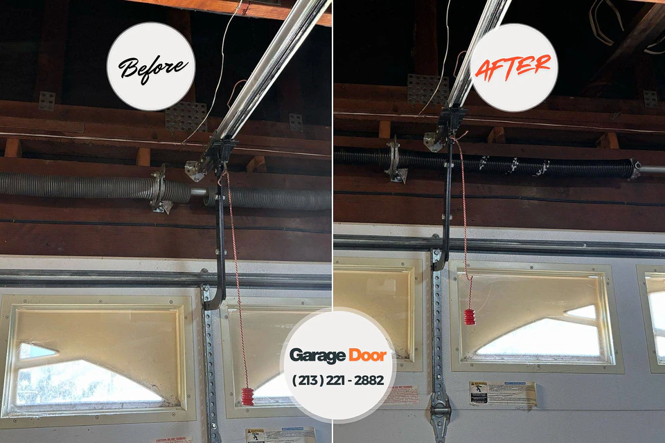 Before and after: garage door repair Cannon Beach, OR